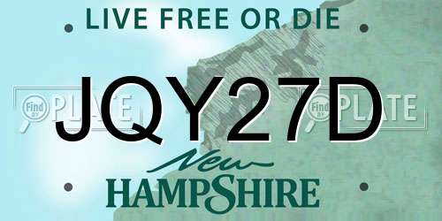 JQY27D New Hampshire License Plate