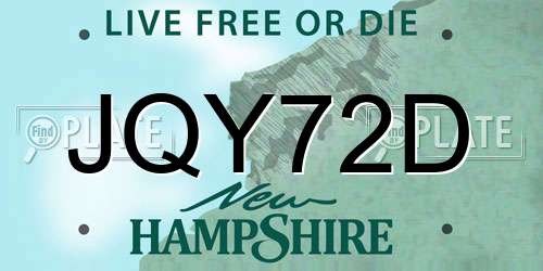 JQY72D New Hampshire License Plate