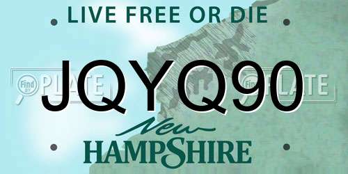 JQYQ90 New Hampshire License Plate