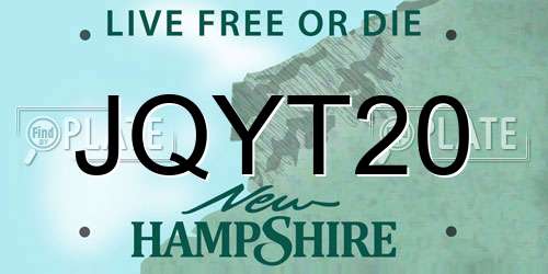 JQYT20 New Hampshire License Plate
