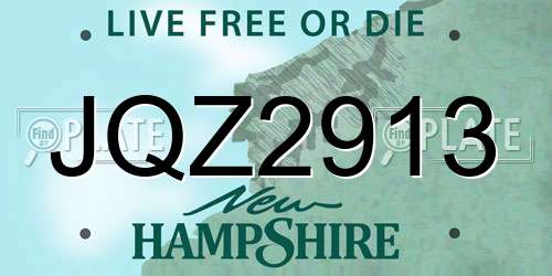 JQZ2913 New Hampshire License Plate