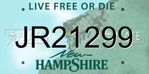 JR21299 New Hampshire License Plate