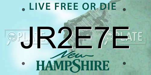 JR2E7E New Hampshire License Plate
