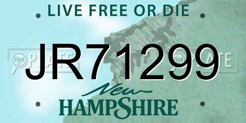 JR71299 New Hampshire License Plate