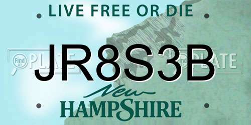 JR8S3B New Hampshire License Plate