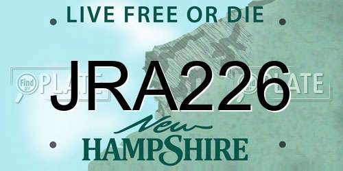 JRA226 New Hampshire License Plate