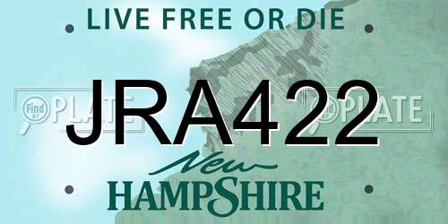 JRA422 New Hampshire License Plate