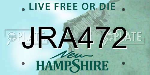 JRA472 New Hampshire License Plate