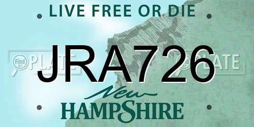 JRA726 New Hampshire License Plate
