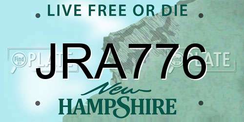 JRA776 New Hampshire License Plate
