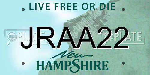 JRAA22 New Hampshire License Plate