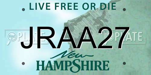 JRAA27 New Hampshire License Plate