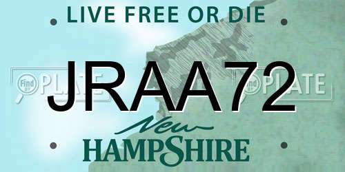 JRAA72 New Hampshire License Plate