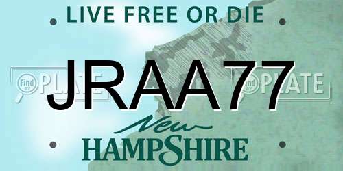 JRAA77 New Hampshire License Plate