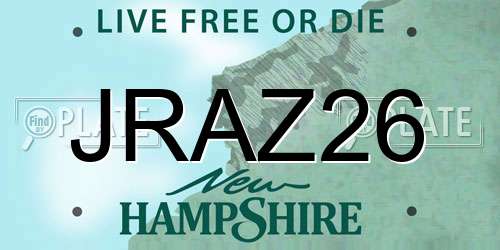JRAZ26 New Hampshire License Plate