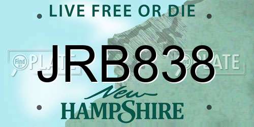 JRB838 New Hampshire License Plate