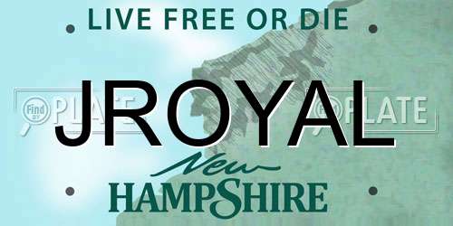 JROYAL New Hampshire License Plate
