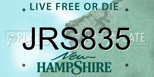JRS835 New Hampshire License Plate