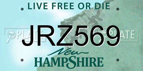 JRZ569 New Hampshire License Plate