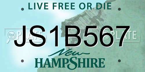 JS1B567 New Hampshire License Plate