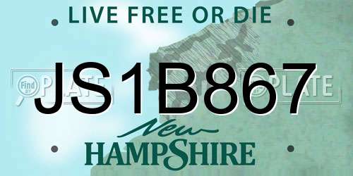 JS1B867 New Hampshire License Plate