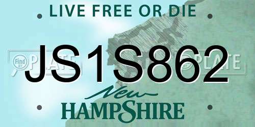 JS1S862 New Hampshire License Plate