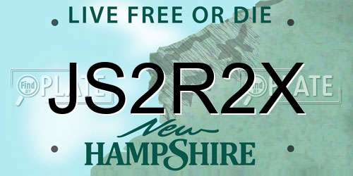 JS2R2X New Hampshire License Plate