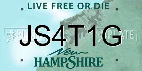 JS4T1G New Hampshire License Plate