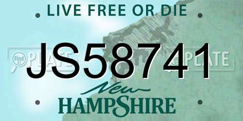 JS58741 New Hampshire License Plate