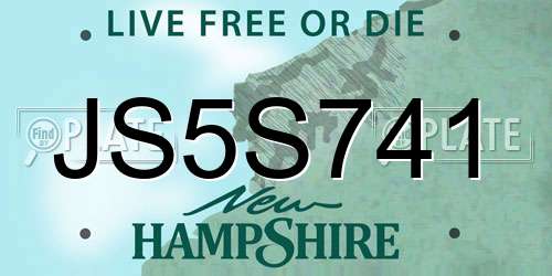 JS5S741 New Hampshire License Plate