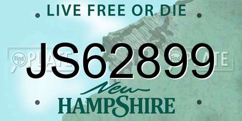 JS62899 New Hampshire License Plate