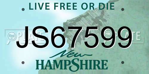 JS67599 New Hampshire License Plate