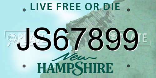 JS67899 New Hampshire License Plate