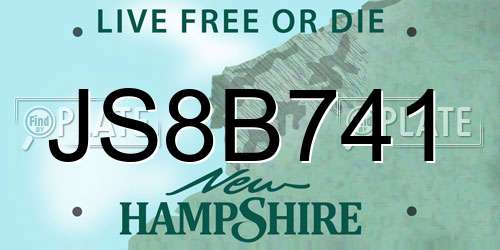 JS8B741 New Hampshire License Plate