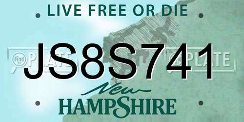 JS8S741 New Hampshire License Plate