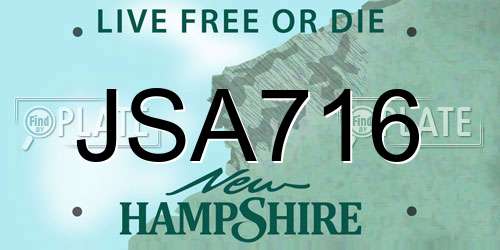 JSA716 New Hampshire License Plate