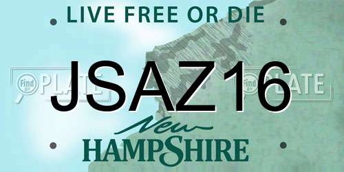 JSAZ16 New Hampshire License Plate