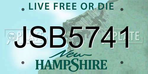 JSB5741 New Hampshire License Plate