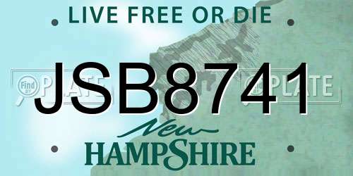 JSB8741 New Hampshire License Plate