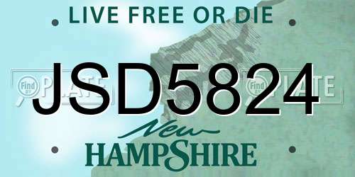 JSD5824 New Hampshire License Plate