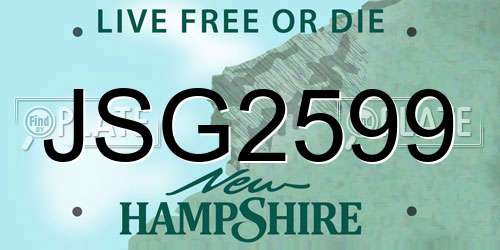 JSG2599 New Hampshire License Plate