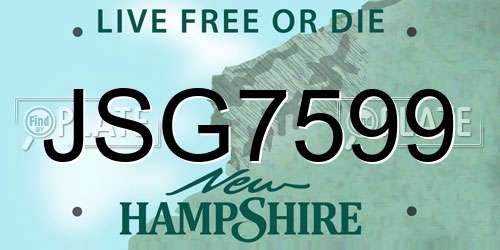 JSG7599 New Hampshire License Plate
