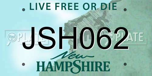 JSH062 New Hampshire License Plate