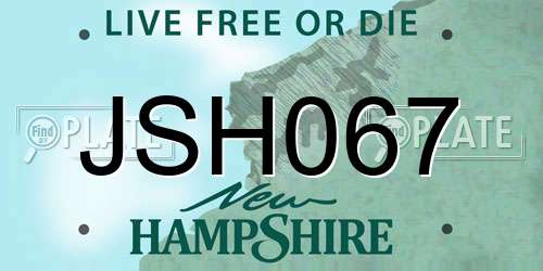 JSH067 New Hampshire License Plate
