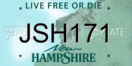 JSH171 New Hampshire License Plate