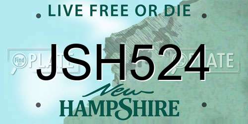 JSH524 New Hampshire License Plate