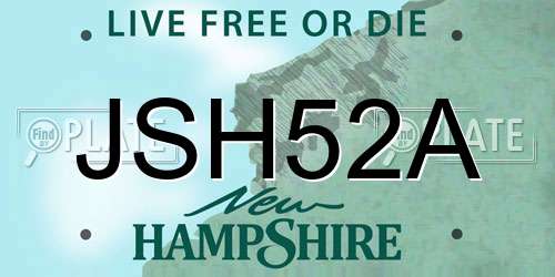 JSH52A New Hampshire License Plate