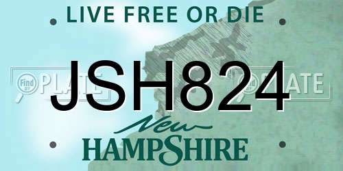 JSH824 New Hampshire License Plate