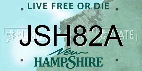 JSH82A New Hampshire License Plate