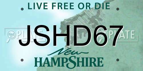 JSHD67 New Hampshire License Plate